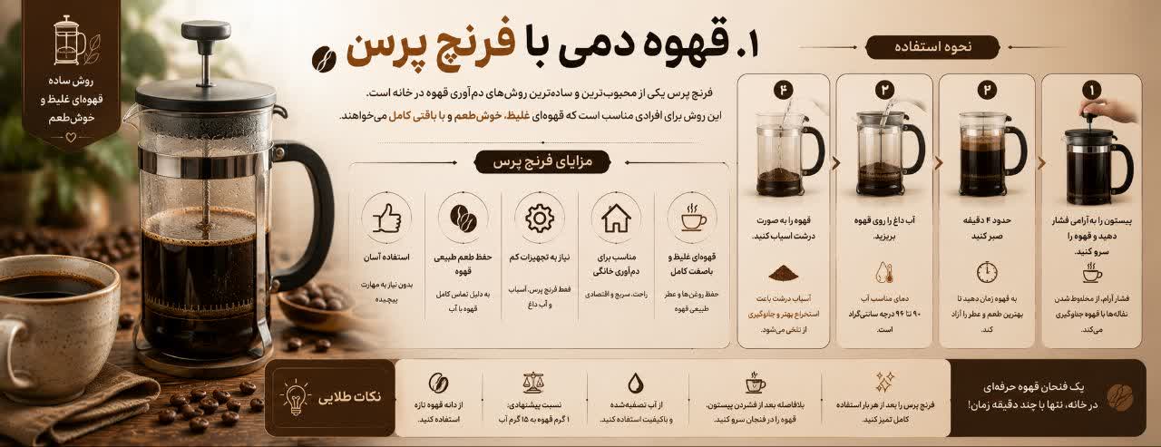 قهوه دمی با فرنچ پرس